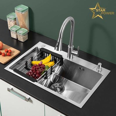 Buen precio Cocina para el hogar Cuenca hecha a mano de acero inoxidable Cuenca grande personalizada en línea