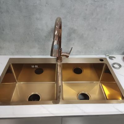 calidad  Handmade Stainless Steel Kitchen Sink with Food Grade 304/316 Stainless Steel 250-300mm Bowl Depth and 1.2-2.0mm Panel Thickness fábrica