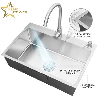 Buen precio Fregadero de cocina bajo encimera, 18 galgas, acero inoxidable 304, un seno, cromado, 1000 mm x 300 mm, seno extragrande | Profundidad de seno personalizable disponible | Calibre de acero personalizable disponible en línea