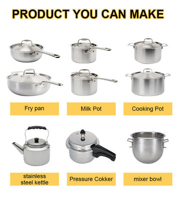 Cadena de producción automática del Utensilios de cocina, pote de acero inoxidable del motor servo que hace la máquina