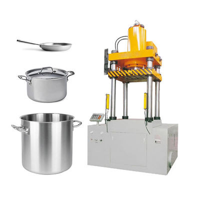 Buen precio Línea de producción de utensilios de cocina de 4 columnas semiautomática 500 toneladas Máquina de prensa hidráulica Dibujo profundo para macetas y sartenes en línea