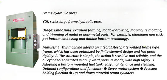 Procesamiento de alto rendimiento La máquina de prensa hidráulica de marco totalmente automática YDK