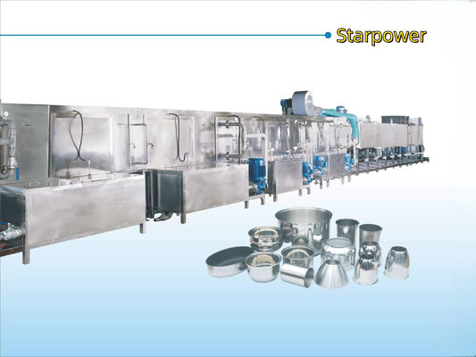 Equipo de limpieza y secado industrial para utensilios metálicos de paso continuo