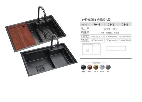 Smart Black Nano Whale Waterfall Cuenca de lavado de panal de miel de ranura única Cuenca de lavado de cuenca doble máquina de lavado de cocina macetas grandes