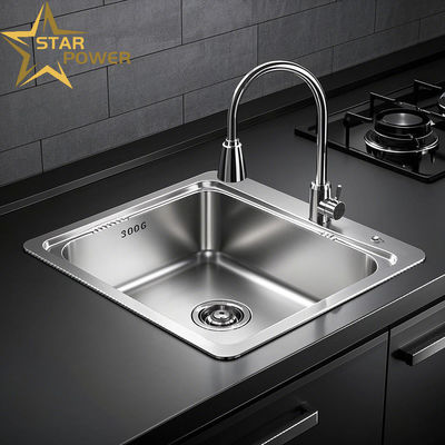 Buen precio 304 de acero inoxidable mono y doble fregadero moldeado integrado engrosamiento y profundización en línea