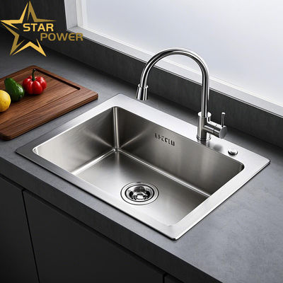 Buen precio Cuenca de cocina hecha a mano de acero inoxidable de doble uso comercial en línea