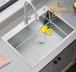 Buen precio Cuenca de cocina hecha a mano de 33 pulgadas de acero inoxidable Tipo de cuenca simple en línea