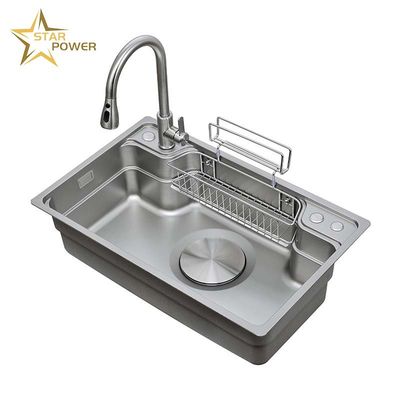 Estilo lujoso fregadero de mano de acero inoxidable personalización fácil de limpiar