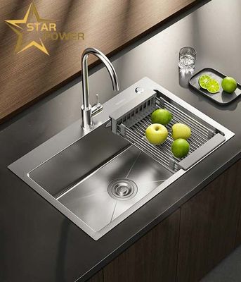 Lavatorio de cocina personalizado de acero inoxidable lavamanos hechos a mano de alta calidad
