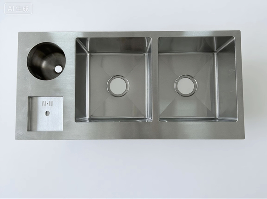 Fregadero de cocina de doble tazón de acero inoxidable 304 con accesorios