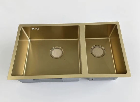 Buen precio El fregadero de acero inoxidable de doble tazón de oro es anti-manchas, duradero e ideal para cocinas modernas en línea