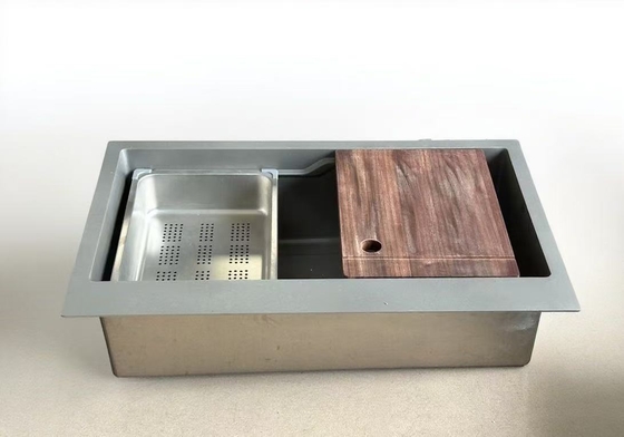 Fregadero de cocina de doble tazón de acero inoxidable 304 con accesorios