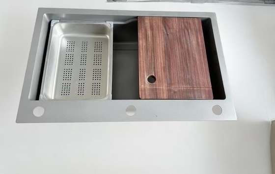 Fregadero de cocina de doble tazón de acero inoxidable 304 con accesorios