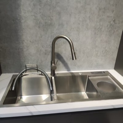 Fregadero de cocina de doble tazón de acero inoxidable 304 con accesorios