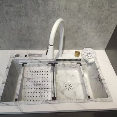 Cuenca de cocina multifuncional de acero inoxidable de montaje superior de doble tazón