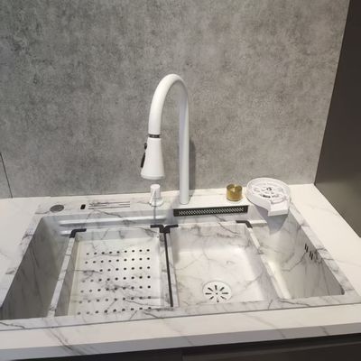 Cuenca de cocina multifuncional de acero inoxidable de montaje superior de doble tazón