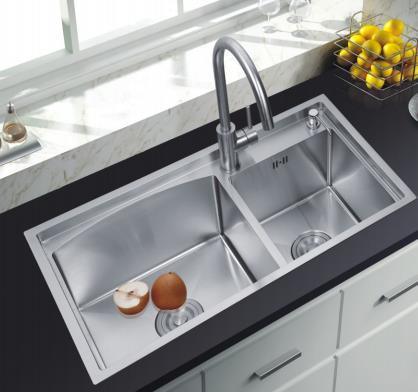 304 de acero inoxidable Cuenco de cocina de una sola taza Submontado o montado en la parte superior