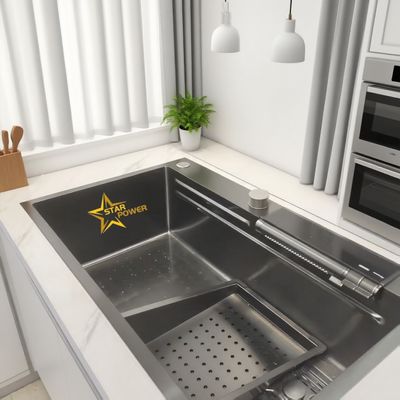 Buen precio Cuenca de cocina de montaña baja Gris Esquina de cocina de acero inoxidable Partisión 11kg Capacidad de carga. Profundidad de cuenca personalizada disponible. Medida de acero personalizada disponible. en línea