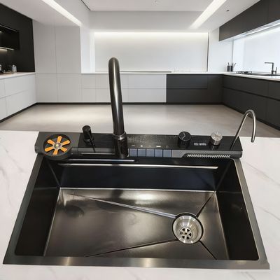 Buen precio Cuenca de cocina de montaje superior / caída Cuenca de cocina de acero inoxidable 800 mm con grifo de arco alto. Profundidad de cuenca personalizada disponible. Medida de acero personalizada disponible. en línea