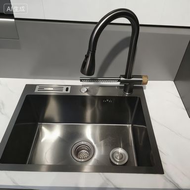 Buen precio Conjunto de lavabo de cocina de acero inoxidable ultradurable con grifo integrado. Profundidad de la cuenca personalizada disponible. Medida de acero personalizada disponible. en línea