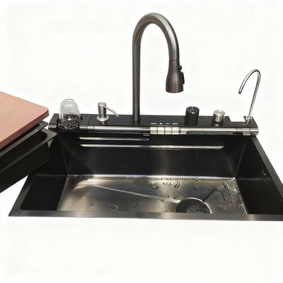 Lavadero de cocina de acero inoxidable de primera calidad con grifo de arco alto