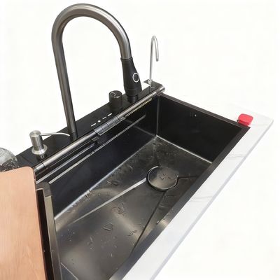 Lavadero de cocina de acero inoxidable de primera calidad con grifo de arco alto