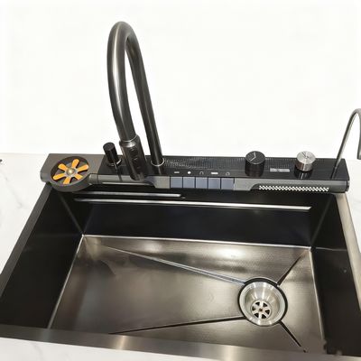 800 mm Cuenco de cocina de acero inoxidable de doble tazón con grifo de arco alto para cocinas modernas