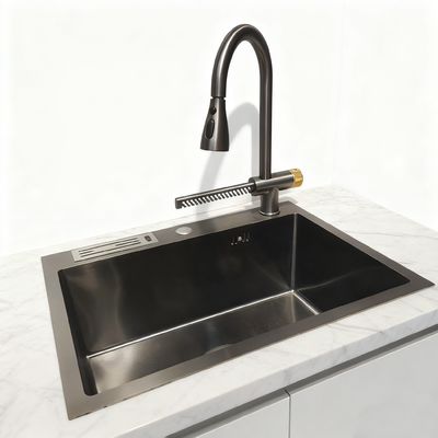 Fregadero de cocina de acero inoxidable DeepMax Pro de un seno