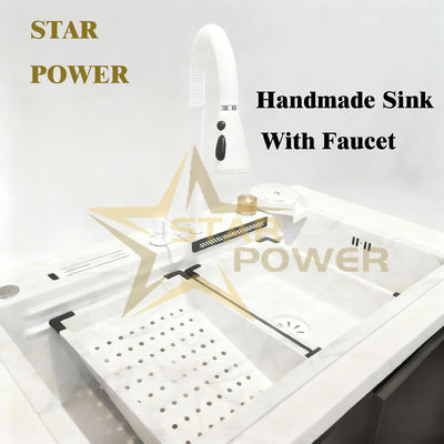 Buen precio Fregadero de cocina artesanal forjado en acero inoxidable 304 de grado alimenticio con panel engrosado y estructura de doble/una cubeta en línea