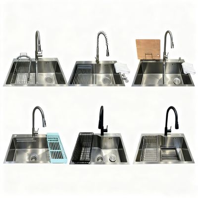 Buen precio Lavadero de cocina de acero inoxidable 304/316 con recipiente único o doble en línea