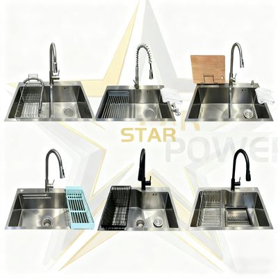 Buen precio 304 de acero inoxidable PVD antibacteriano hecho a mano fregadero de cocina subterráneo con seguridad de grado de alimentos en línea