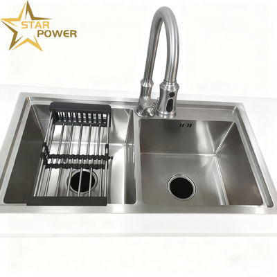 Buen precio Cuenco de cocina de acero inoxidable 304 ecológico con profundidad de tazón de 250-300 mm y espesor de panel de 1,2-1,5 mm en línea