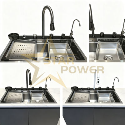 Customised Multifunctional Cup Washer Hand-Precision Polished 304 Stainless Steel Kitchen Sink Double Bowl