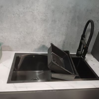 Buen precio Fregadero de cocina de acero inoxidable hecho a mano con esquina redonda R10 y material de grado alimenticio 304/316 en línea