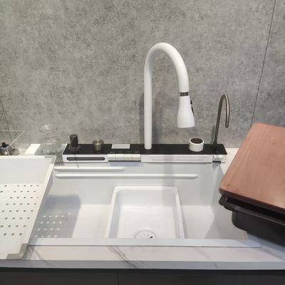 Fregadero de cocina artesanal con revestimiento nano panal de abeja, resistente a arañazos y fácil de limpiar, de una o dos cubetas