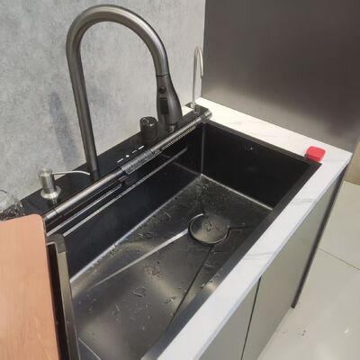 Buen precio Fregadero de cocina de acero inoxidable 316L resistente al calor mecanizado con CNC de alta precisión, con profundidad de cubeta de 250-300 mm y espesor de panel de 1,2-1,5 mm en línea