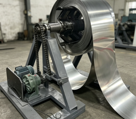 Sistema de manipulación de desenrollador de bobina automático de alta resistencia de 10000 kg | Equipo de Decoiling de tira de metal accionado por motor para la cadena de producción de paneles de fregadero de acero inoxidable 304