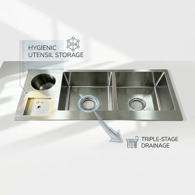 Buen precio Fregadero de cocina bajo encimera, 18 galgas, acero inoxidable 304, un seno, cromado, 1000 mm x 300 mm, seno extragrande | Profundidad de seno personalizable disponible | Calibre de acero personalizable disponible en línea