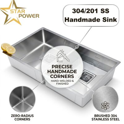Buen precio El fregadero de cocina subterráneo de grado alimenticio 304 SS El fregadero de cocina de tazón único cepillado El fregadero subterráneo de 900 mm 250 mm Cuenca profunda en línea