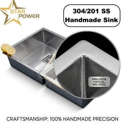 Buen precio Fregadero de cocina de montaje superior / sobre encimera de acero inoxidable SUS304, fregadero de cocina de doble seno igual, pulido a mano, sobre encimera, 700 mm, seno extragrande de 10 pulgadas | Profundidad de seno personalizable disponible | Calibre de acero personalizable disponible en línea