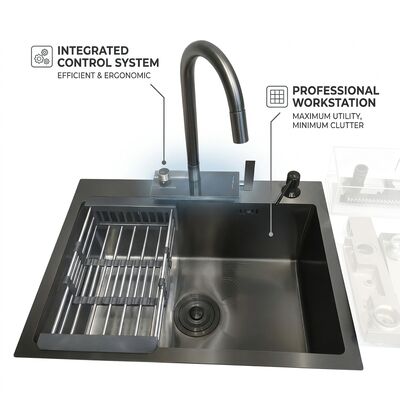 calidad Cuenca de cocina subterránea 316 de acero inoxidable Cuenca de cocina de cuenco único Brushed Subterráneo 800mm 220mm Cuenca profunda. fábrica