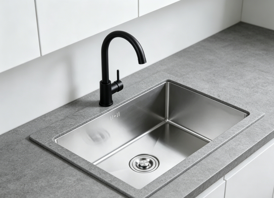 calidad Lavadero de cocina de 18 gauge 304 SS con acabado PVD de metal y 300 mm de cuenco principal y auxiliar extra profundo fábrica
