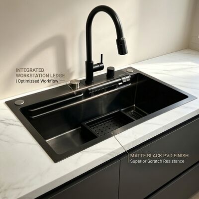Buen precio Chrome-Plated 316 Stainless Steel Single Bowl Kitchen Sink Undermount 800mm 220mm Deep Basin en línea
