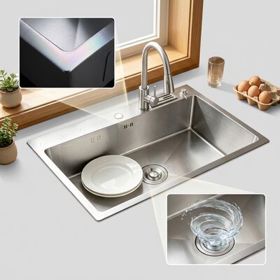 Buen precio Fregadero de cocina de doble cuenco de acero inoxidable 316 de calidad alimentaria, lavabo de 1000mm y 250mm de profundidad cepillado con borde automático en línea