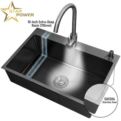 Buen precio 316 acero inoxidable igual doble cuenco de la cocina fregadero nano-revestido Drop-In 800mm 220mm Cuenca profunda en línea
