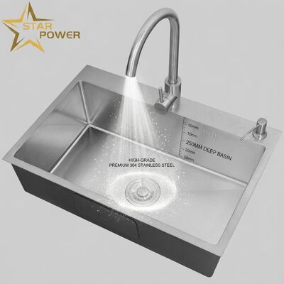 Buen precio Fregadero de cocina de montaje superior / encastrable de acero inoxidable 304 de grado alimenticio, fregadero de cocina de doble seno, montaje superior pulido de 900 mm, seno de 250 mm de profundidad | Profundidad de seno personalizada disponible | Calibre de acero personalizado disponible en línea