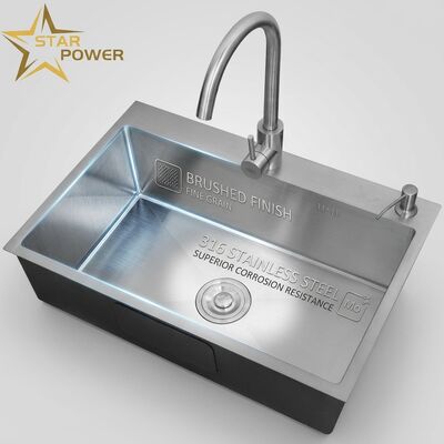 Buen precio Cuenca de cocina subterránea 316 de acero inoxidable Cuenca de cocina de cuenco único Brushed Subterráneo 800mm 220mm Cuenca profunda. en línea