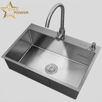 Buen precio Fregadero de cocina de montaje empotrado / encastrado de acero inoxidable 304, fregadero de cocina con cubeta principal y auxiliar, montaje empotrado PVD color grafito, 600 mm, cubeta de 9 pulgadas de profundidad | Profundidad de cubeta personalizada disponible | Calibre de acero personalizado disponible en línea