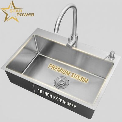Buen precio Fregadero de cocina bajo encimera de acero inoxidable SUS304, fregadero de cocina de un seno, cromado, bajo encimera, 700 mm, seno extragrande de 10 pulgadas | Profundidad de seno personalizable disponible | Calibre de acero personalizable disponible en línea