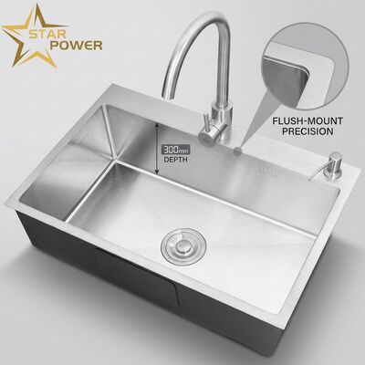 Buen precio Fregadero de cocina de montaje empotrado / incrustado de 18 galgas 304 SS, fregadero de cocina principal y auxiliar con acabado dorado, lavabo extragrande de 1000 mm x 300 mm | Profundidad de lavabo personalizada disponible | Calibre de acero personalizado disponible en línea